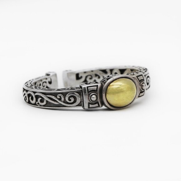 Ann King 925 Streling and 18K Gold Ornate Embellished Cuff Bracelet - Picture 1 of 5
